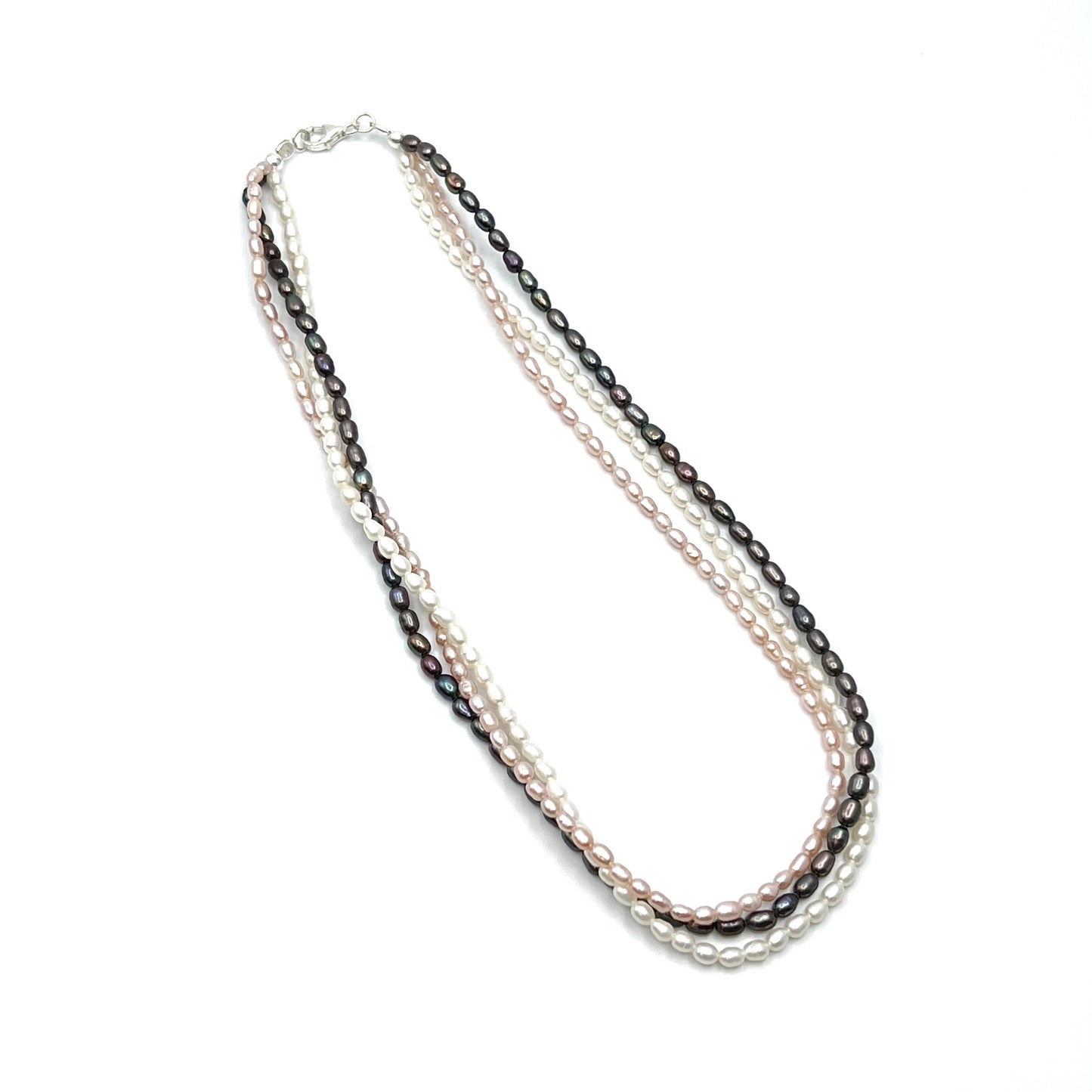 Sterling Silver Multi Strand Pearl Necklace