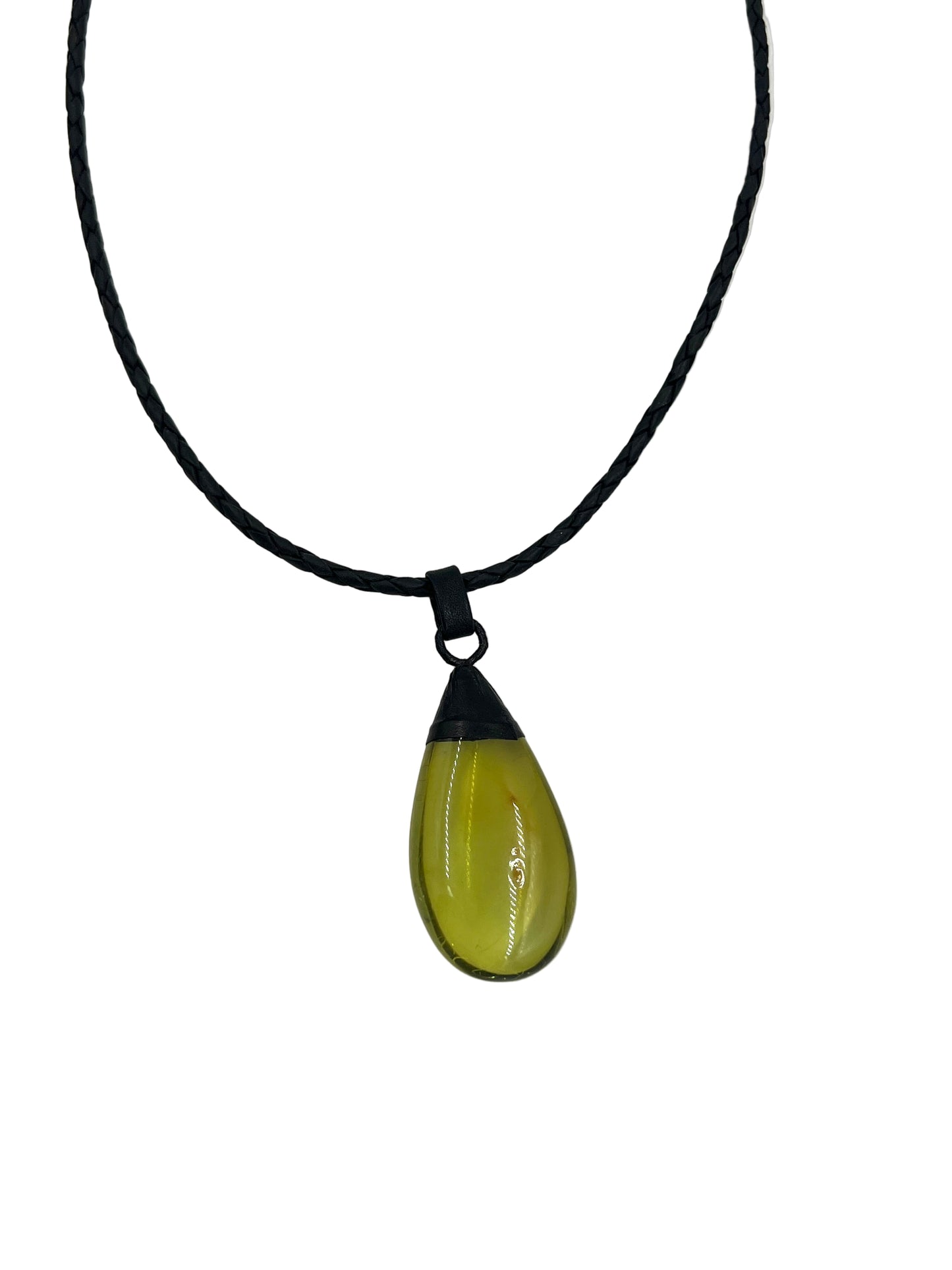 Green Amber Drop Necklace