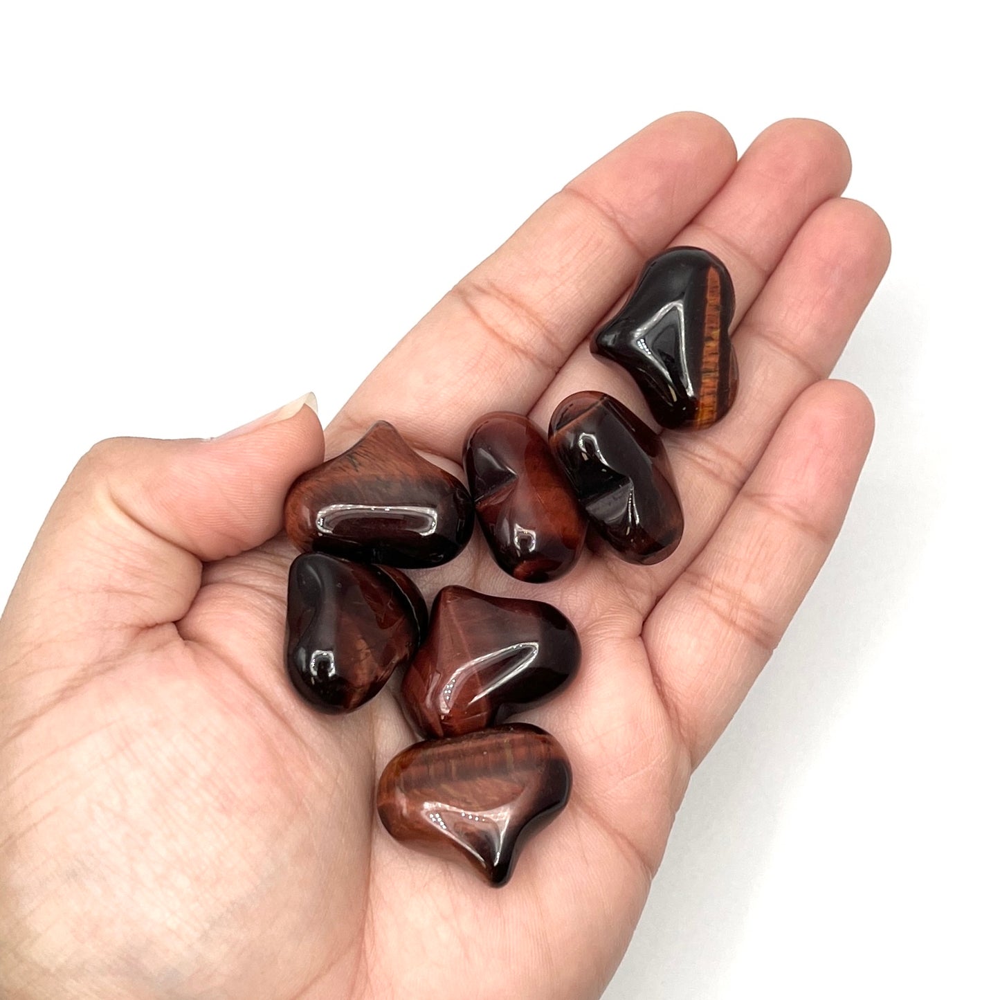 Red Tigers Eye Puffy Hearts