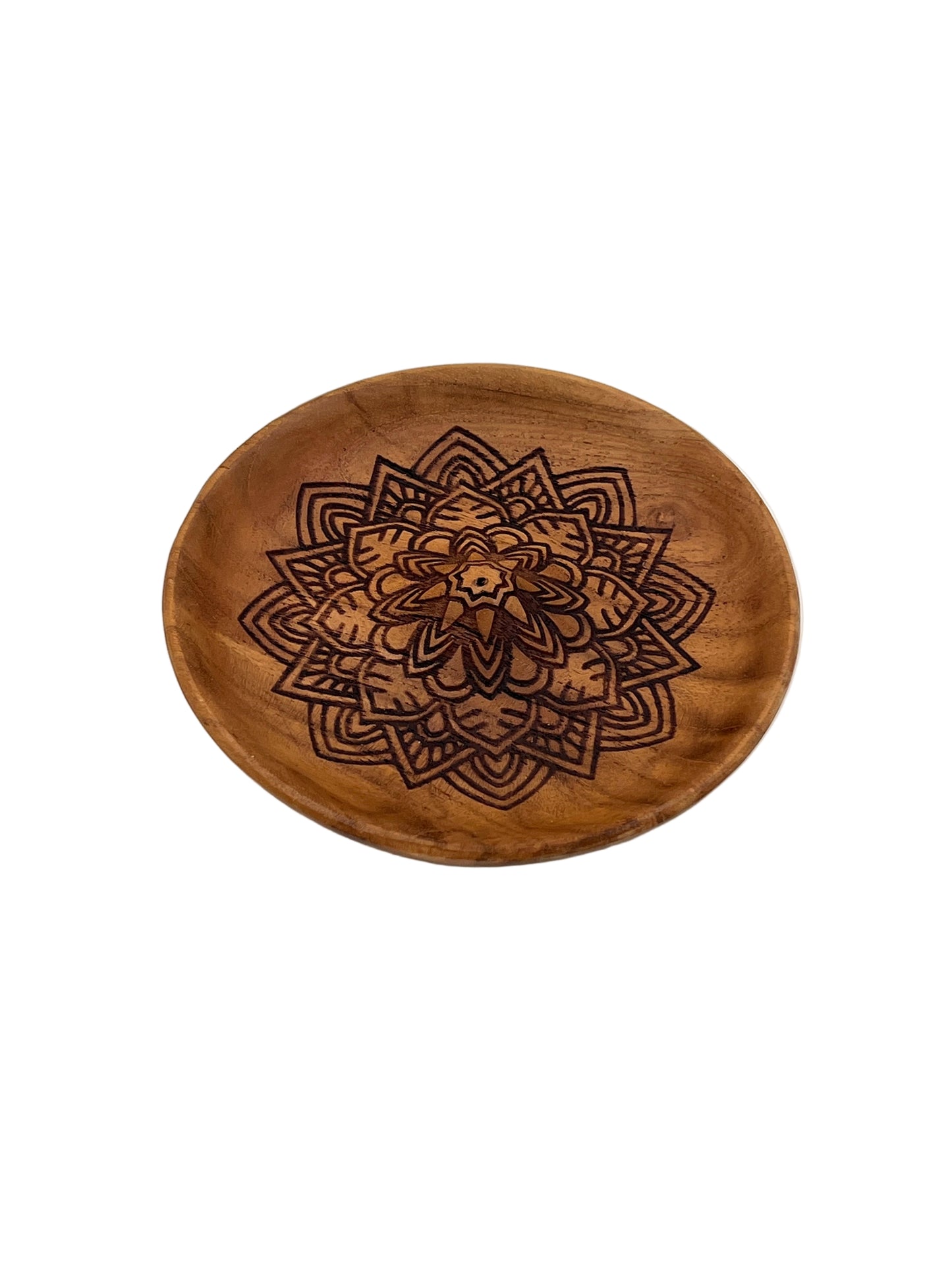 Flower Wood Round Incense Burner