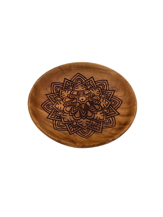 Flower Wood Round Incense Burner