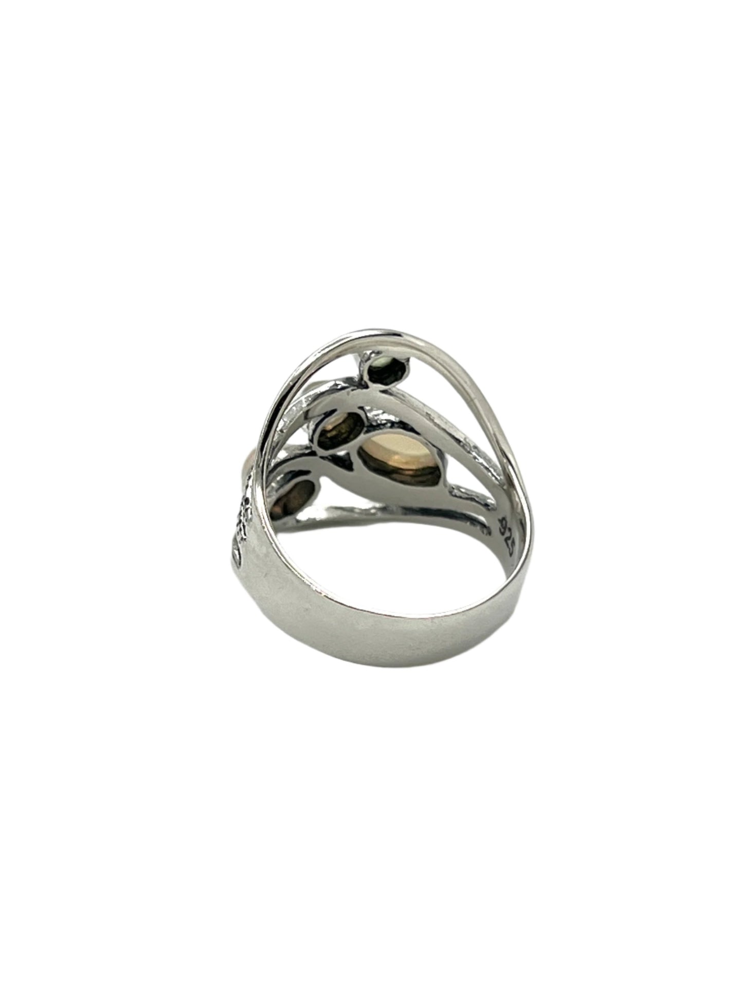Sterling Silver Opal & Peridot Wave Ring