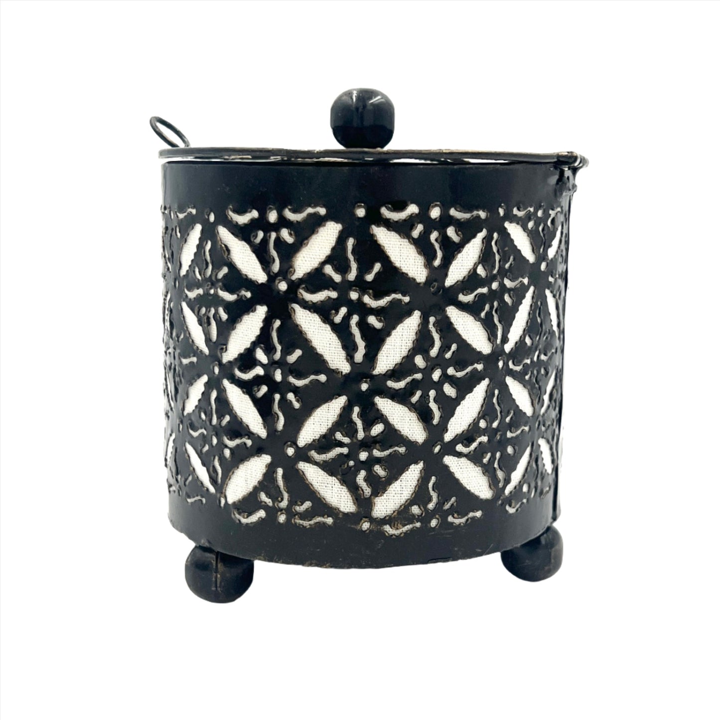 Handcut Full Cut Iron Candle Holders w/ Lid