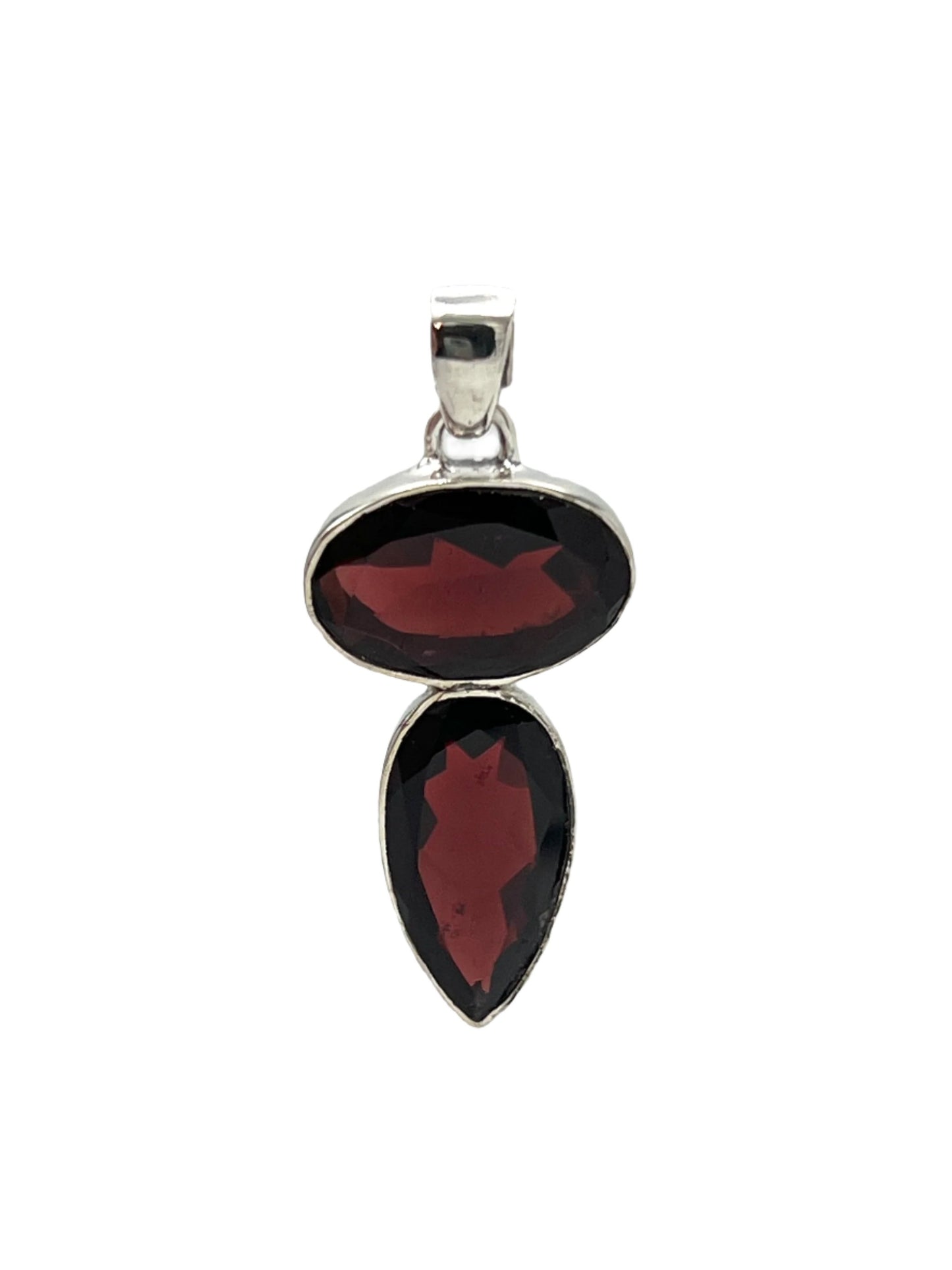 Sterling Silver Garnet Faceted Pendants