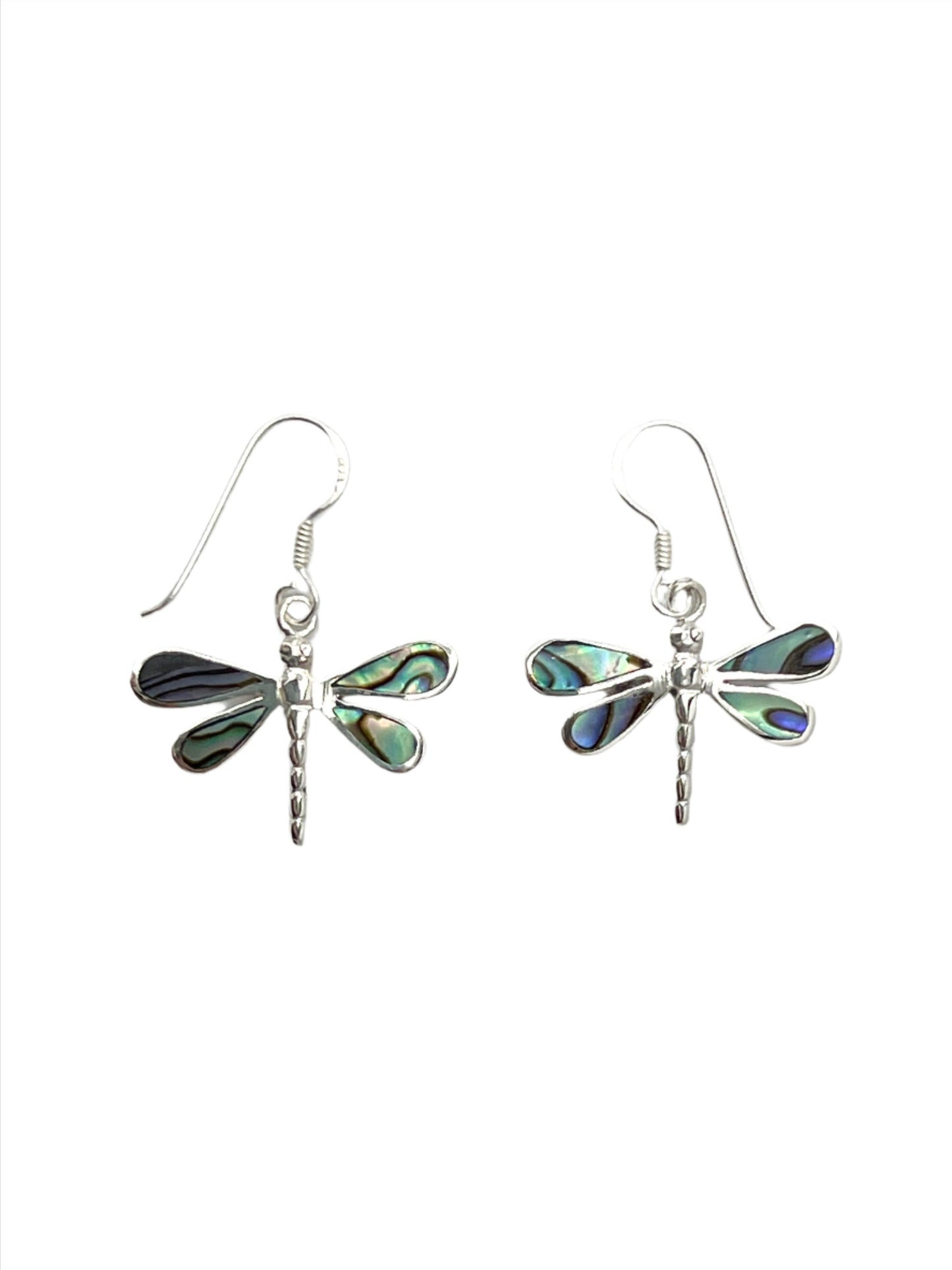 Sterling Silver Shell Dragonfly Earrings