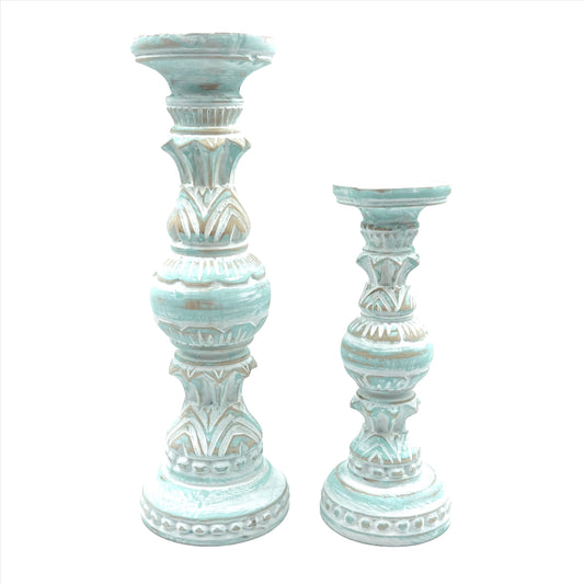 Carved Ball Candle Stands