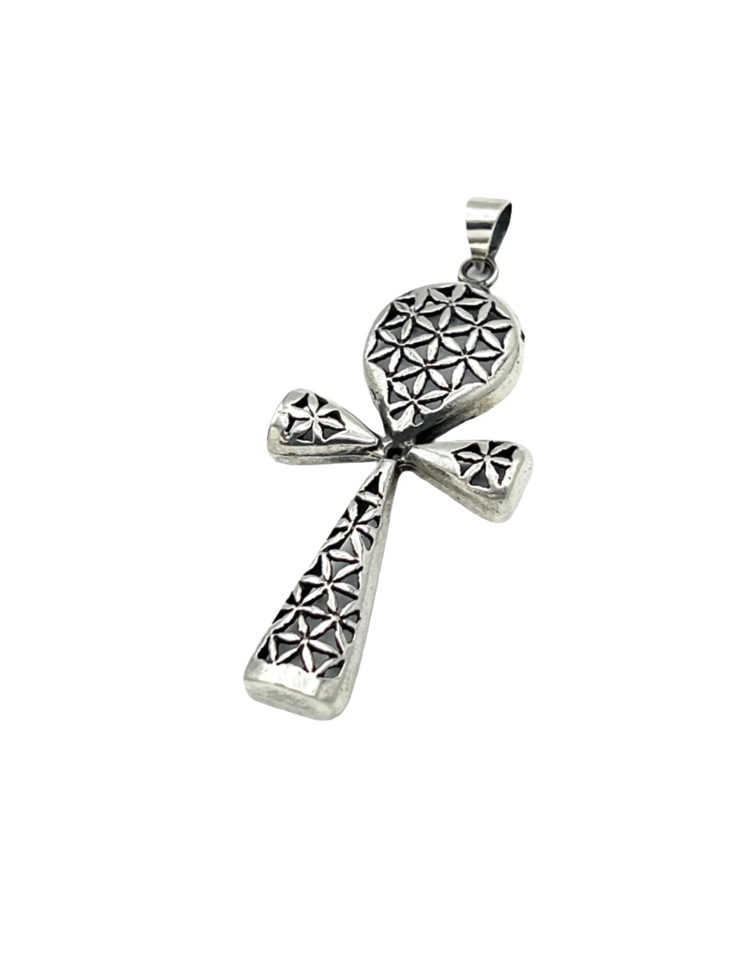 Silver Flower of life Ankh Pendants