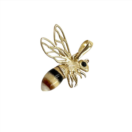 Gold Plated Silver Amber Bee Pendants