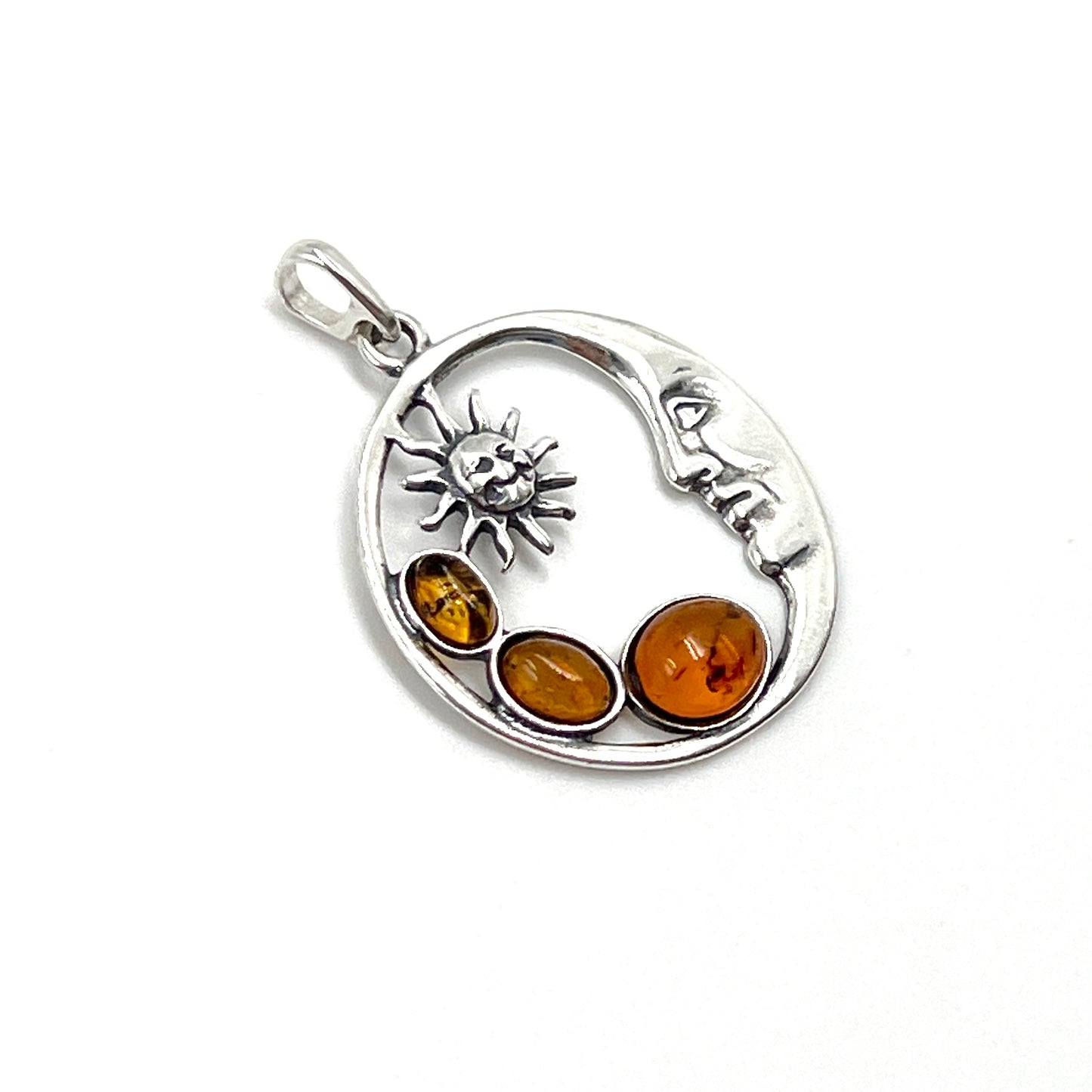 Sterling Silver Amber Moon Pendants