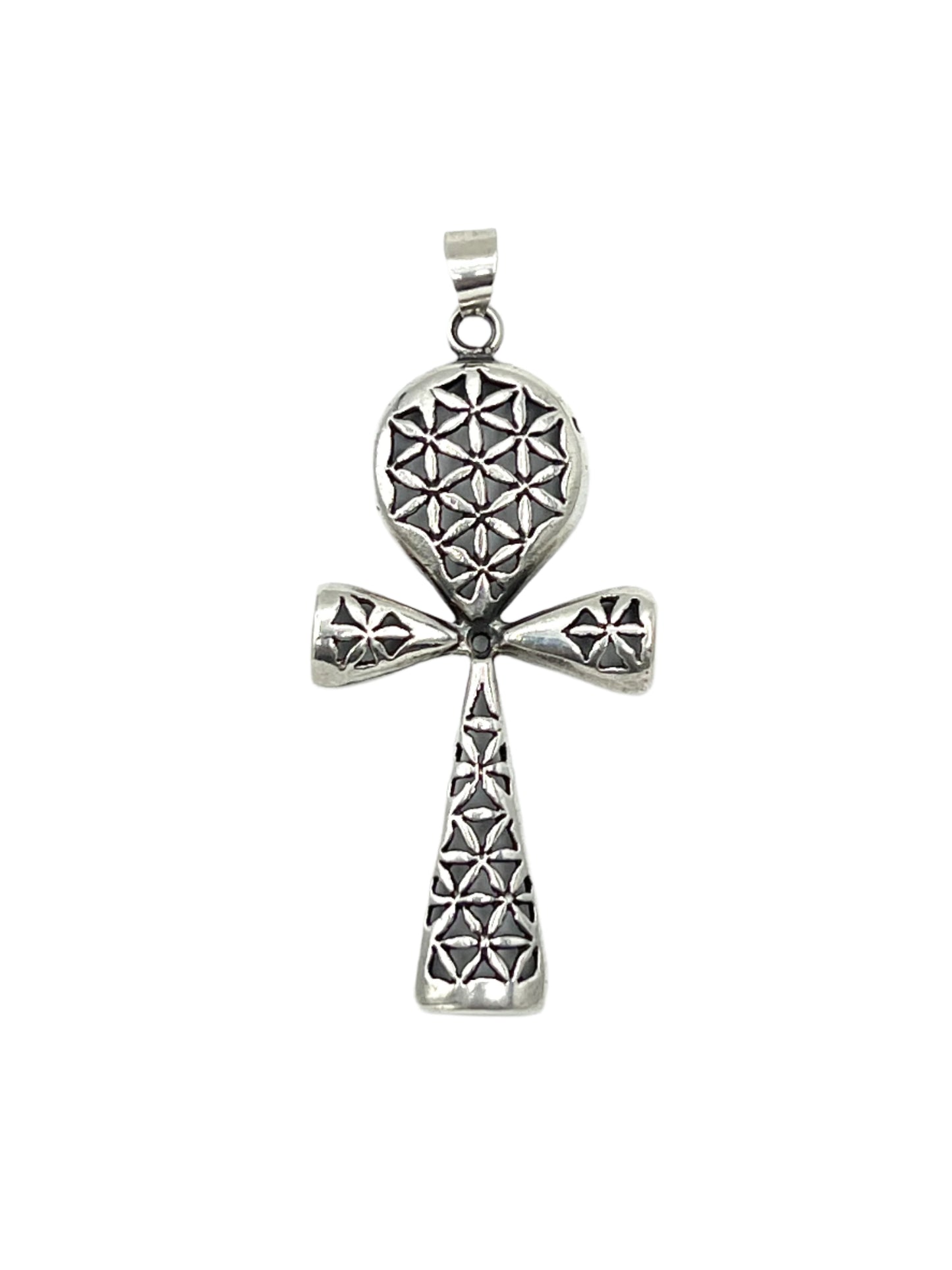 Silver Flower of life Ankh Pendants