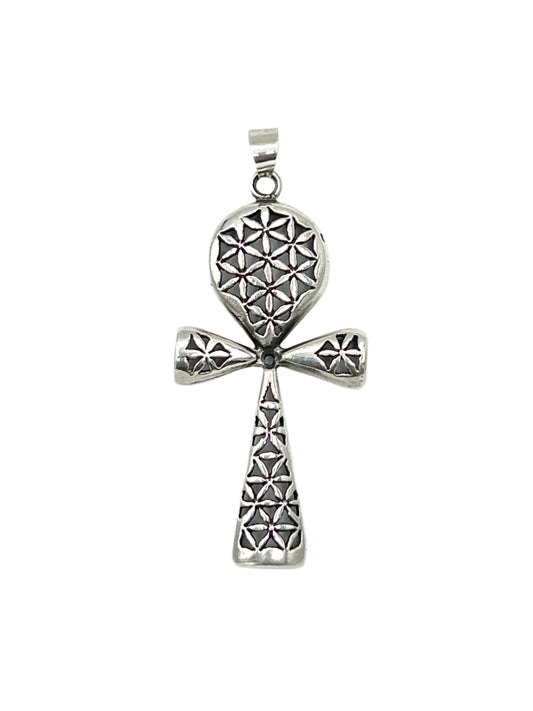 Silver Flower of life Ankh Pendants