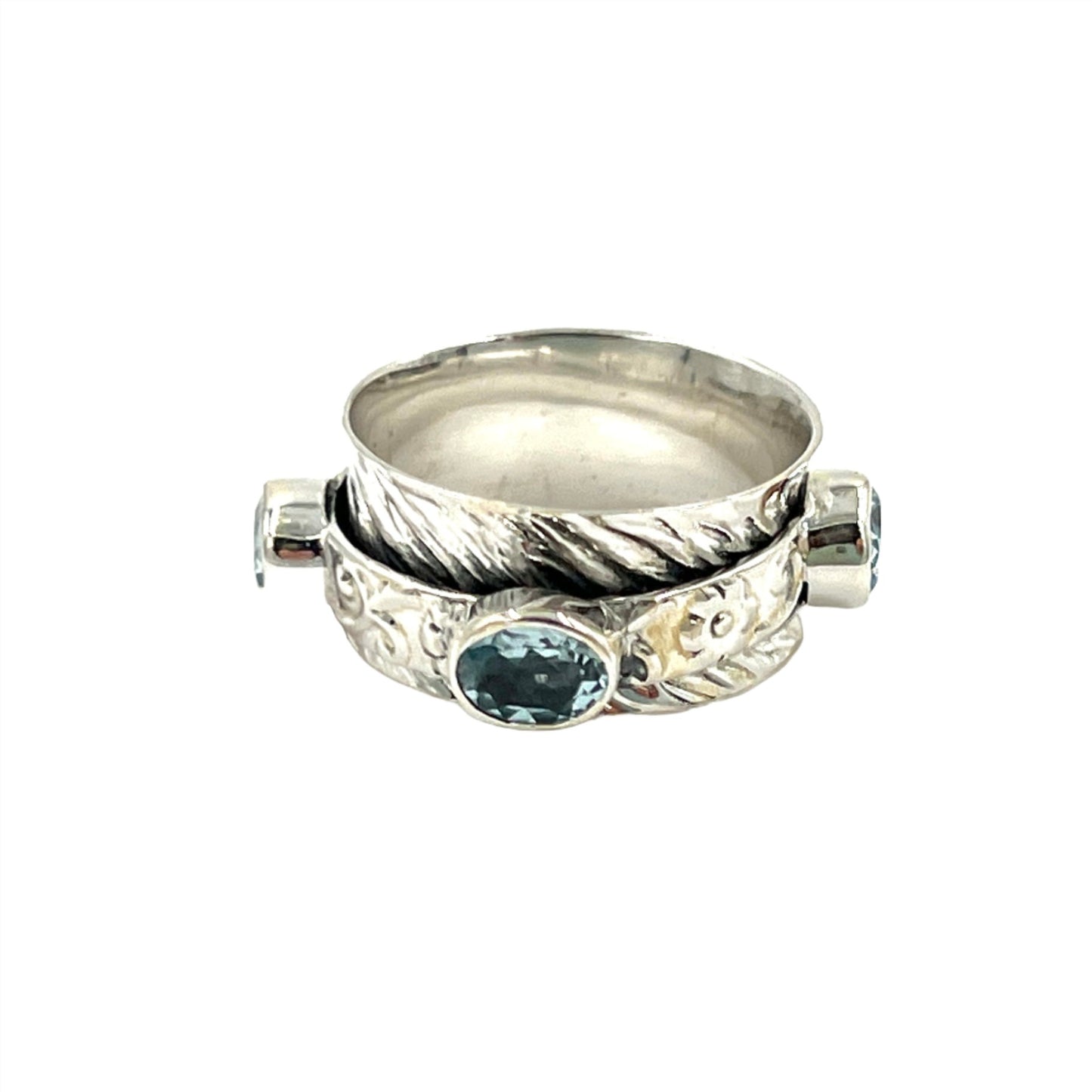 Sterling Silver Gemstone Spinner Ring