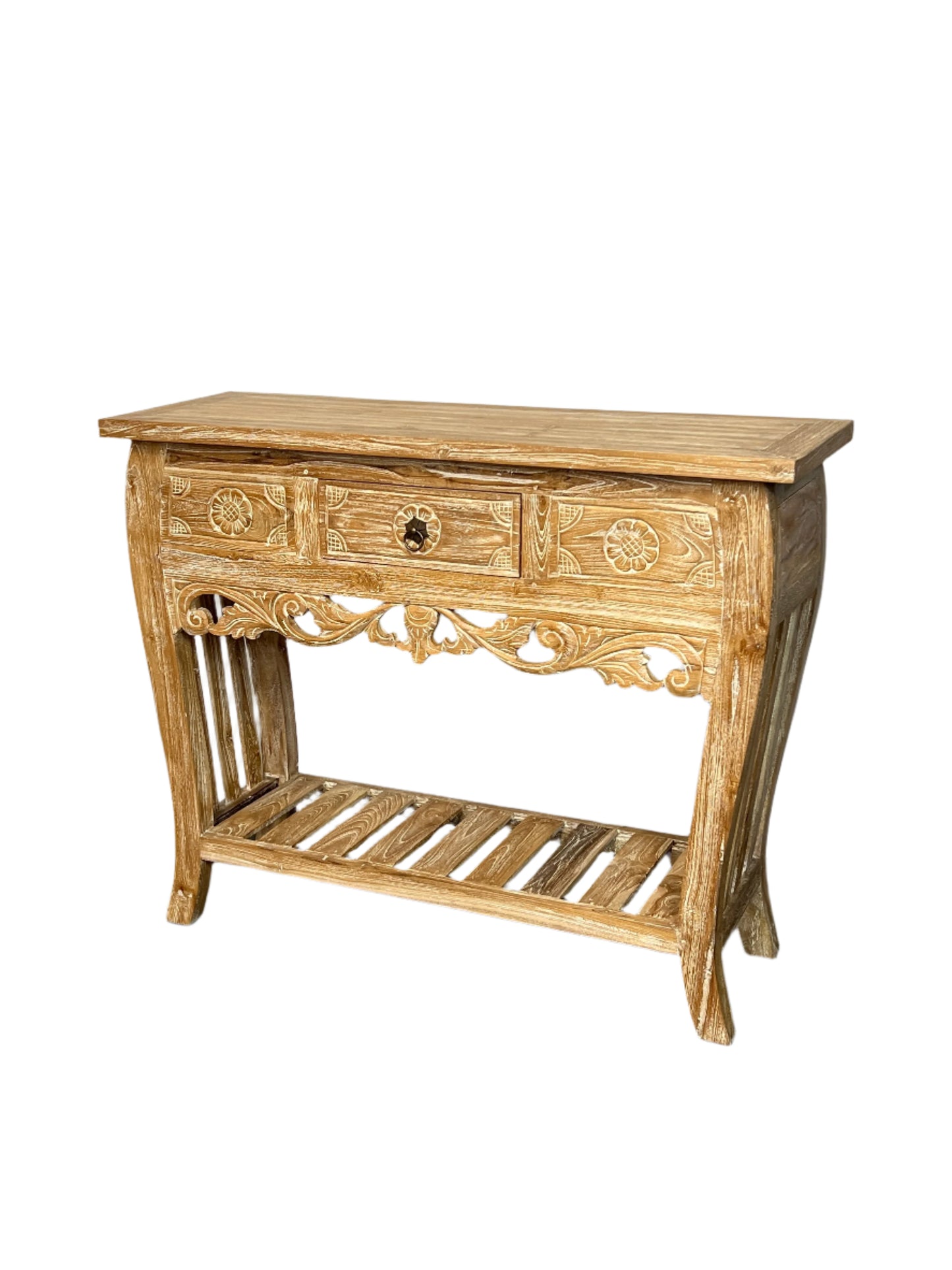 White Washed Teak Console Table