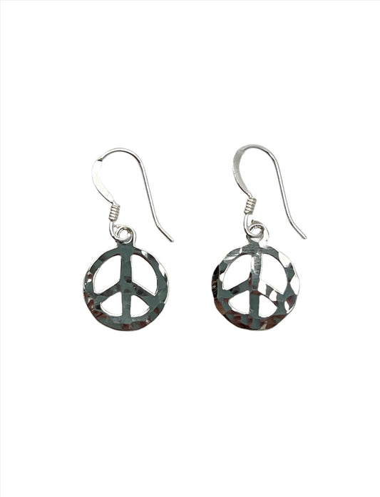 Sterling Silver Hammered Peace Earrings