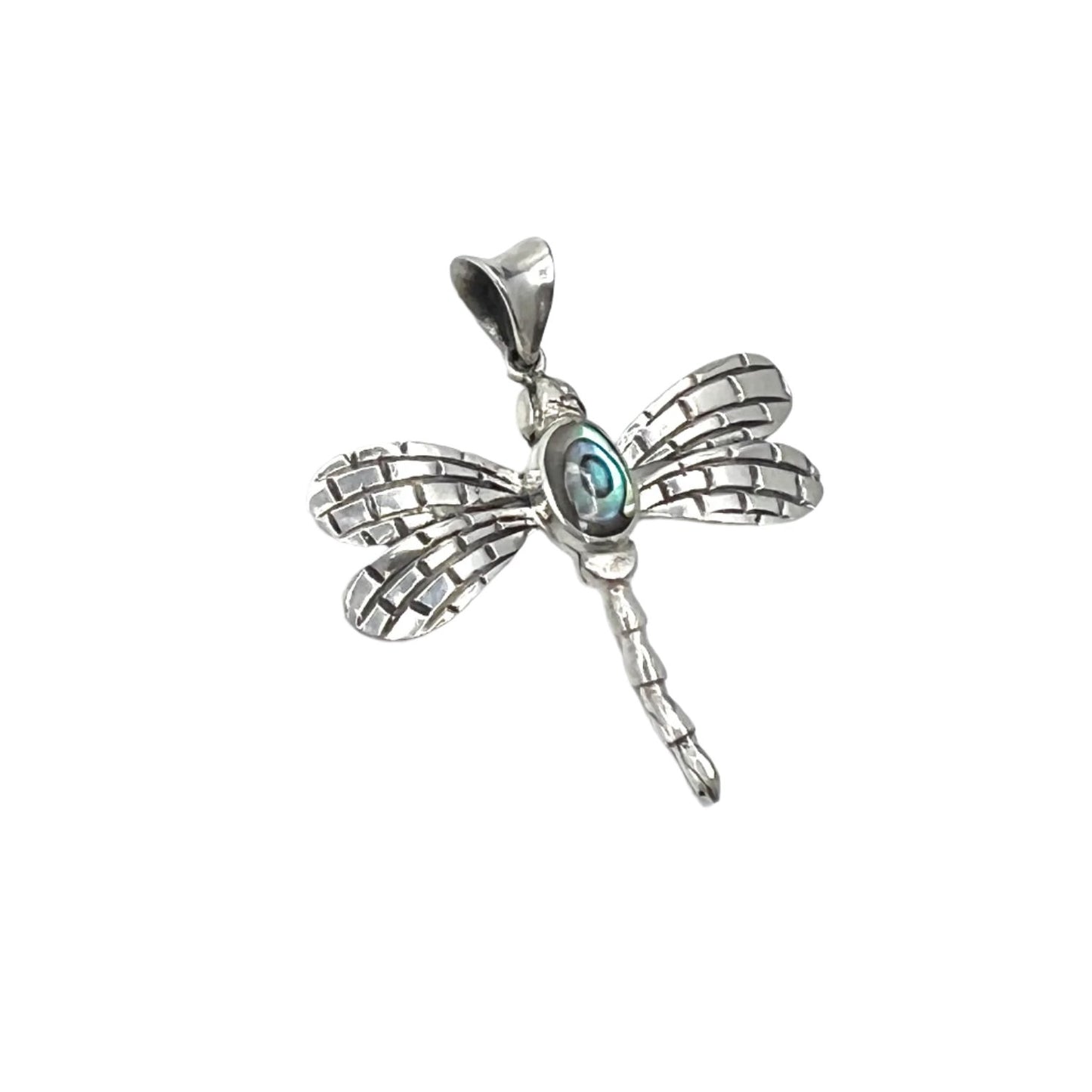 Sterling Silver Abalone Dragonfly Pendant