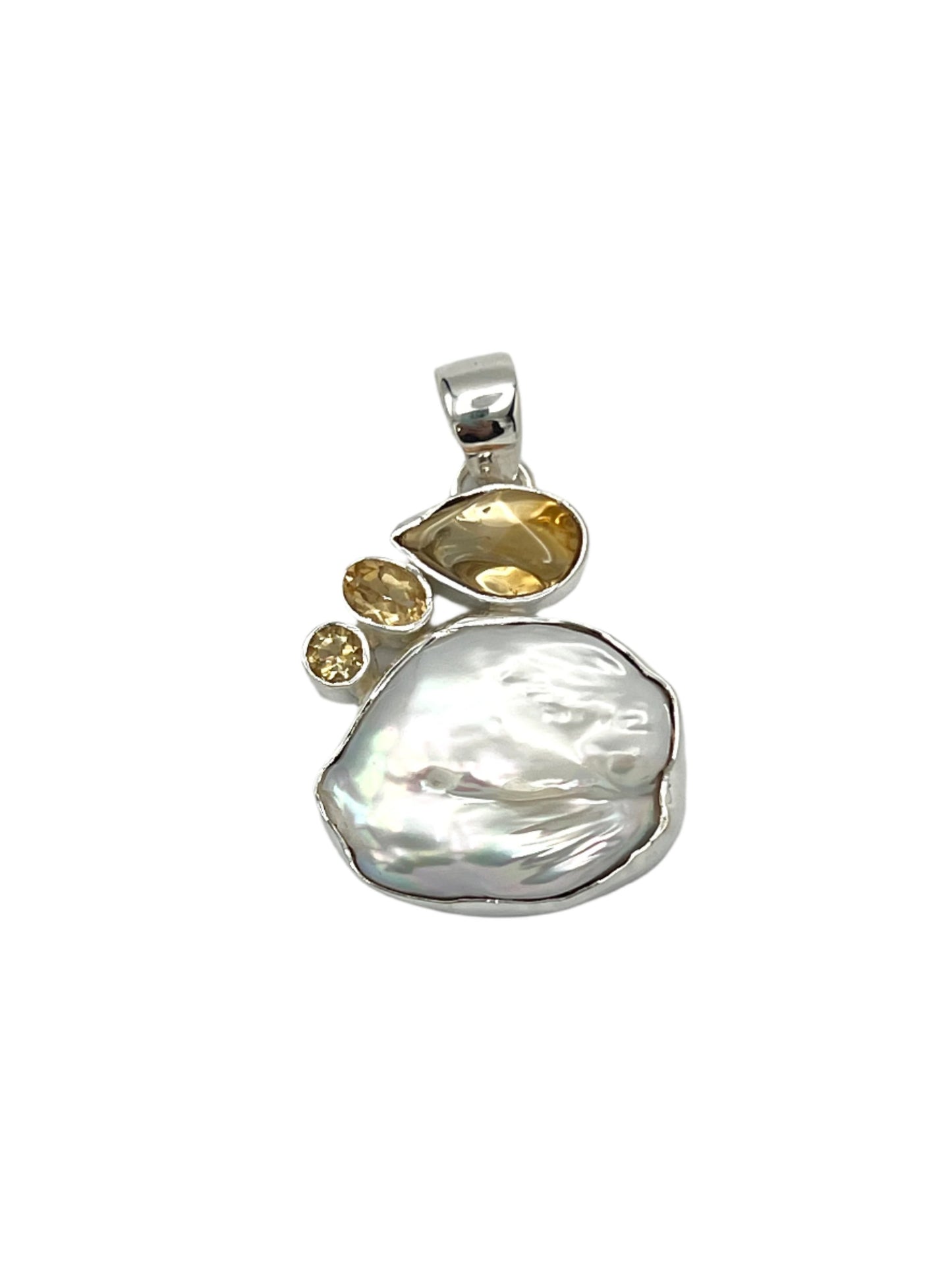 Sterling Silver Pearl & Citrine Pendants