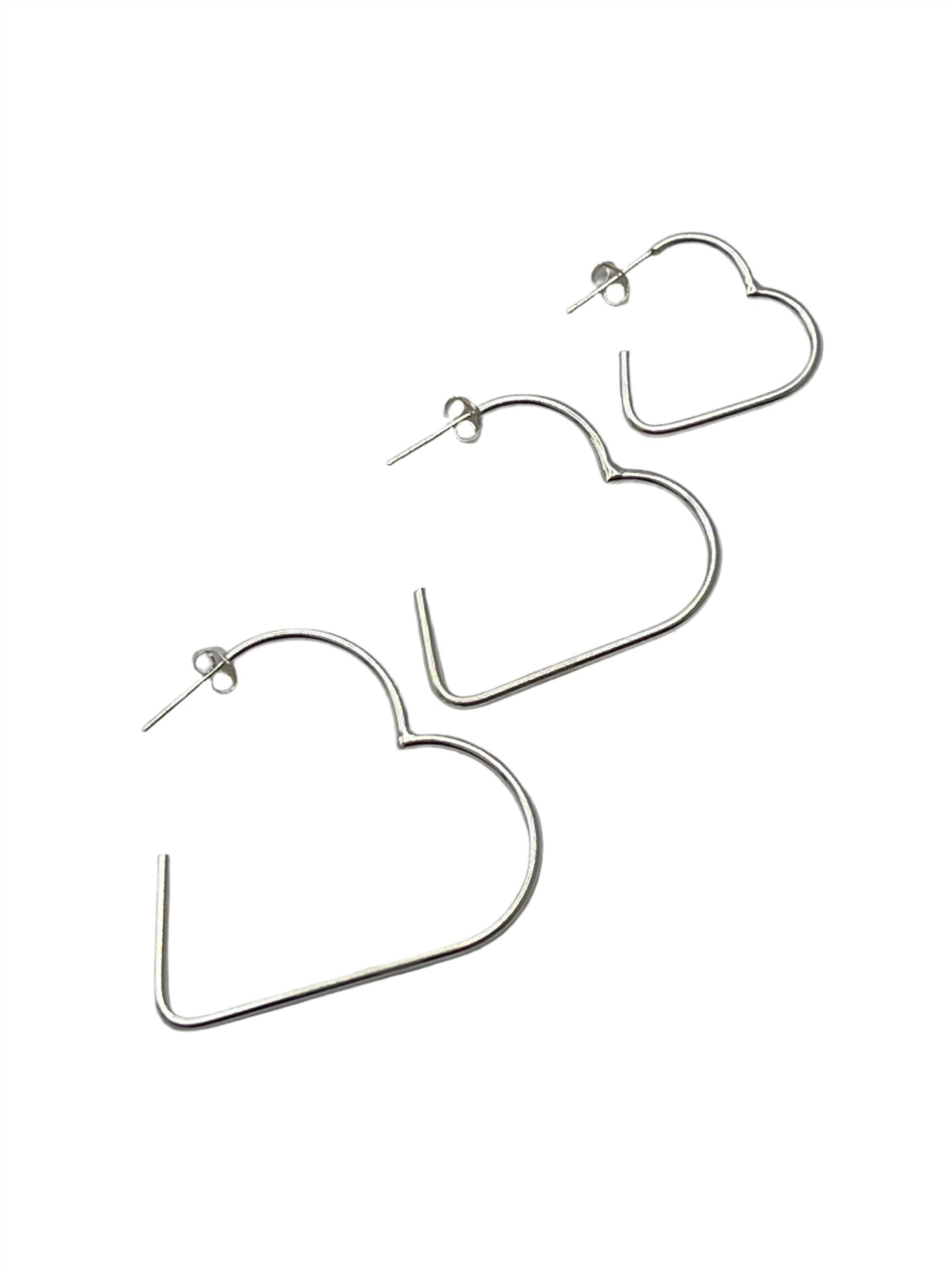 Sterling Silver Heart Hoop Earrings