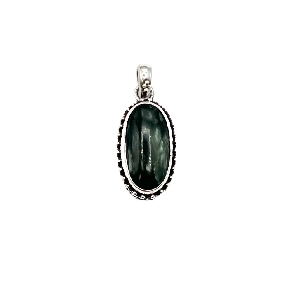 Sterling Silver Beaded Seraphinite Pendants