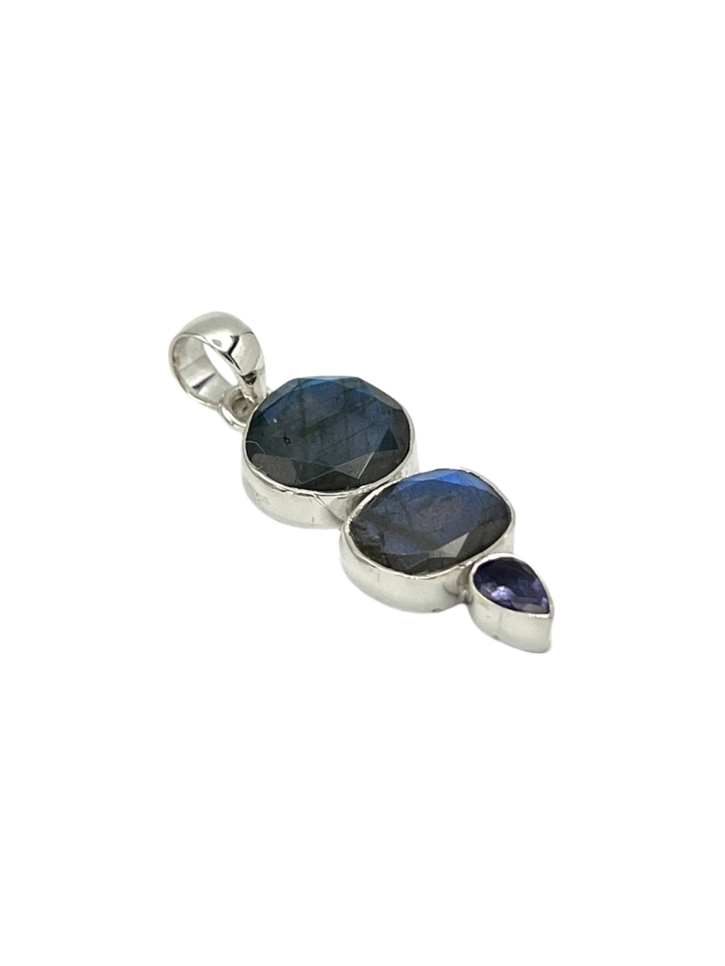 Silver Labradorite Faceted Pendants