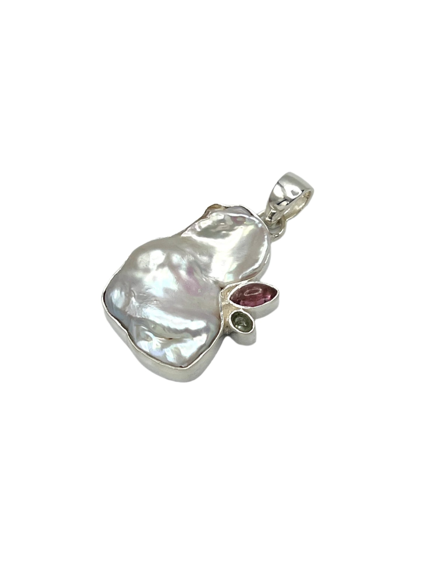 Sterling Silver Pearl & Tourmaline Pendants
