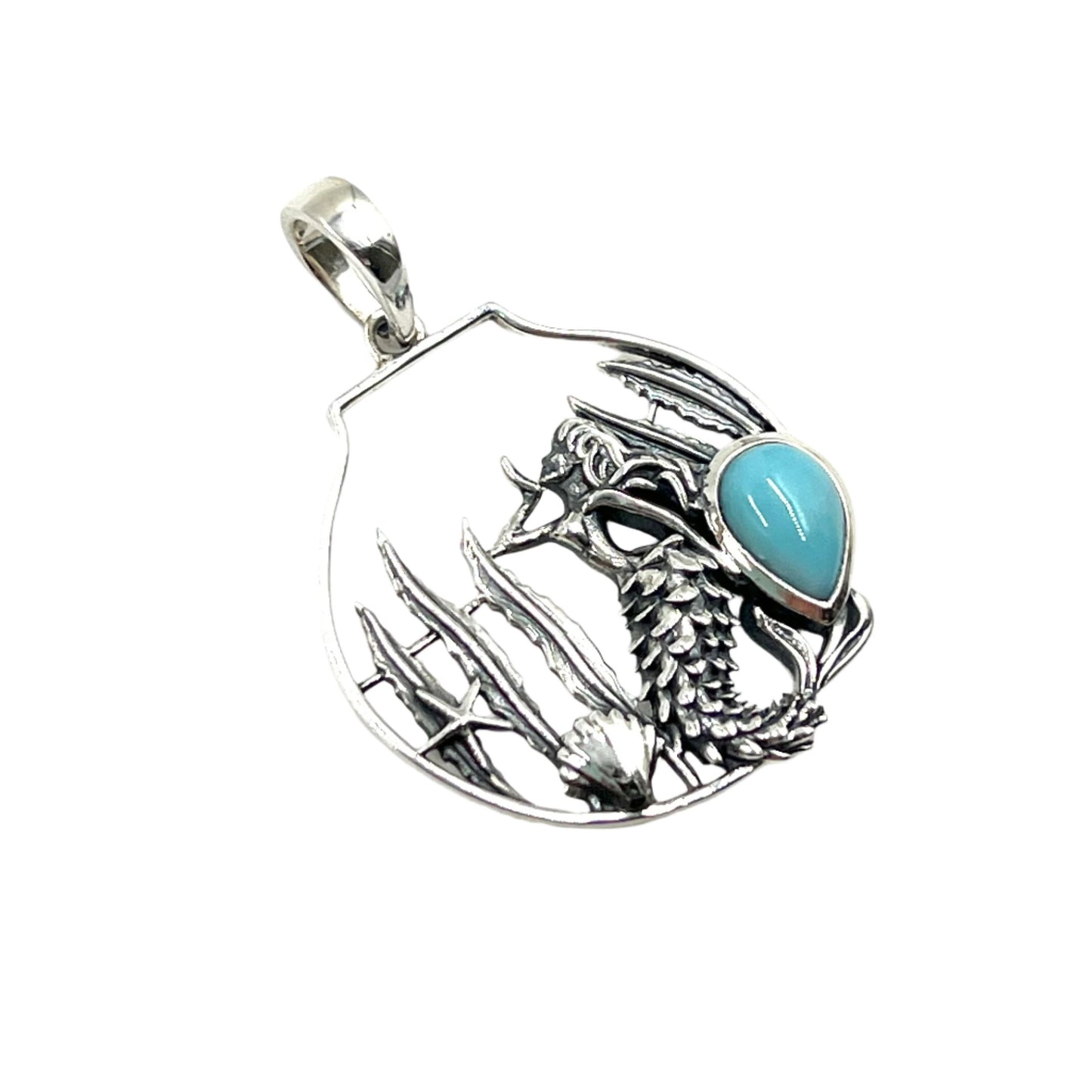 Sterling Silver Mermaid Larimar Pendants