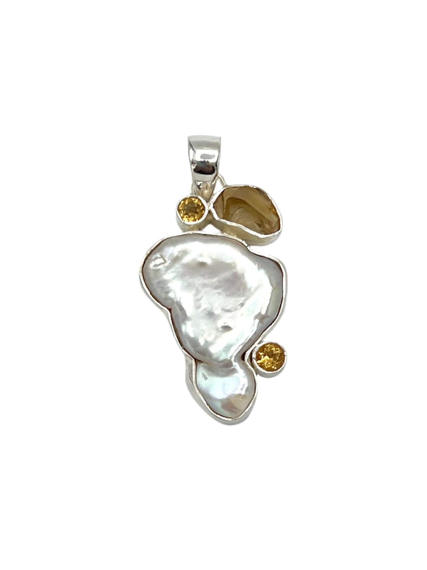 Sterling Silver Pearl & Citrine Pendants