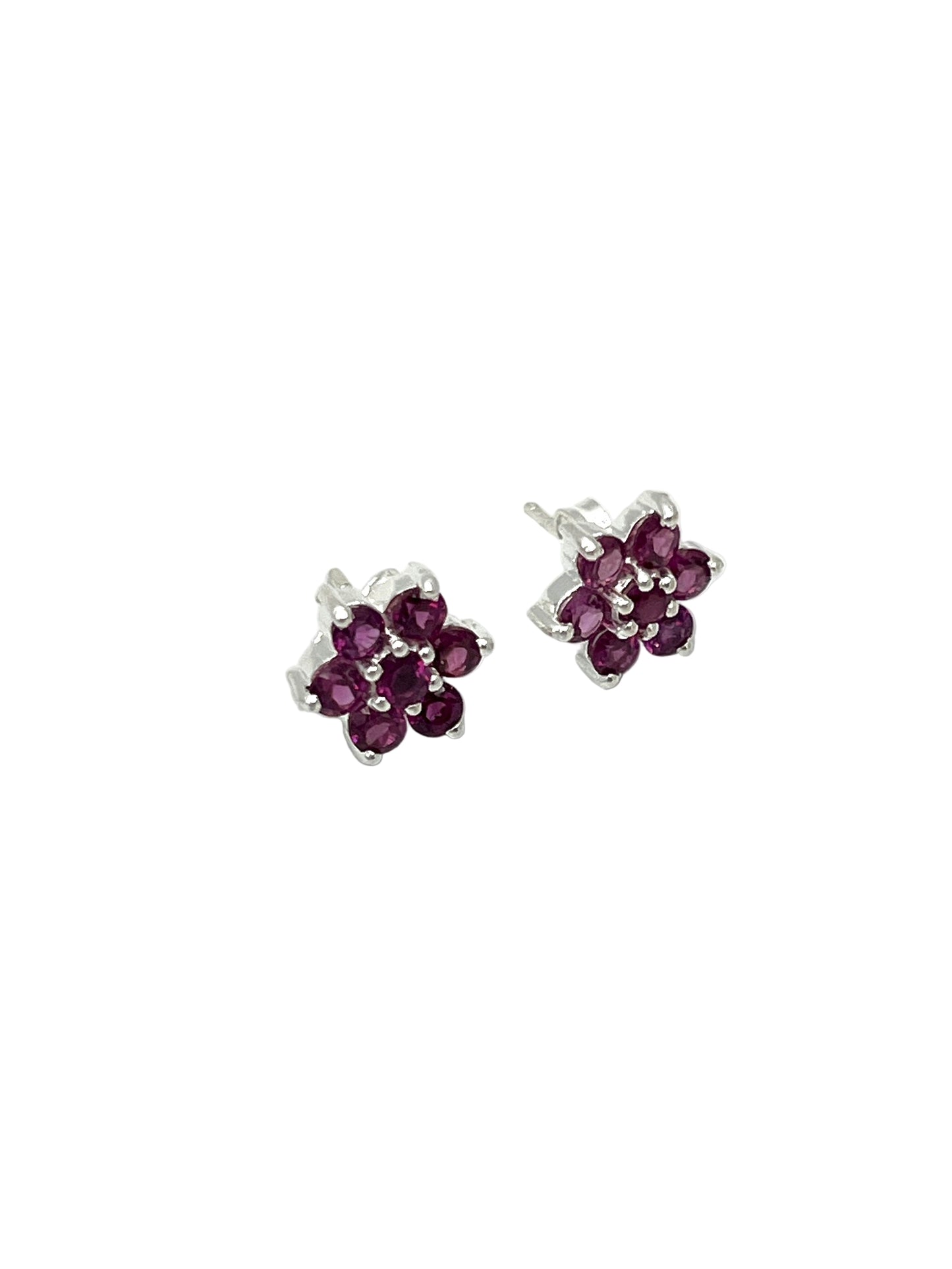 Faceted Gemstone Flower Stud