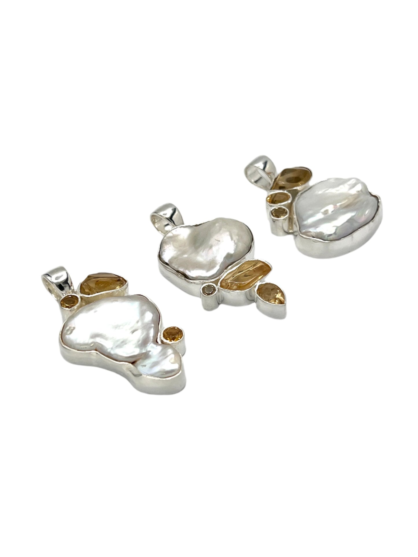 Sterling Silver Pearl & Citrine Pendants