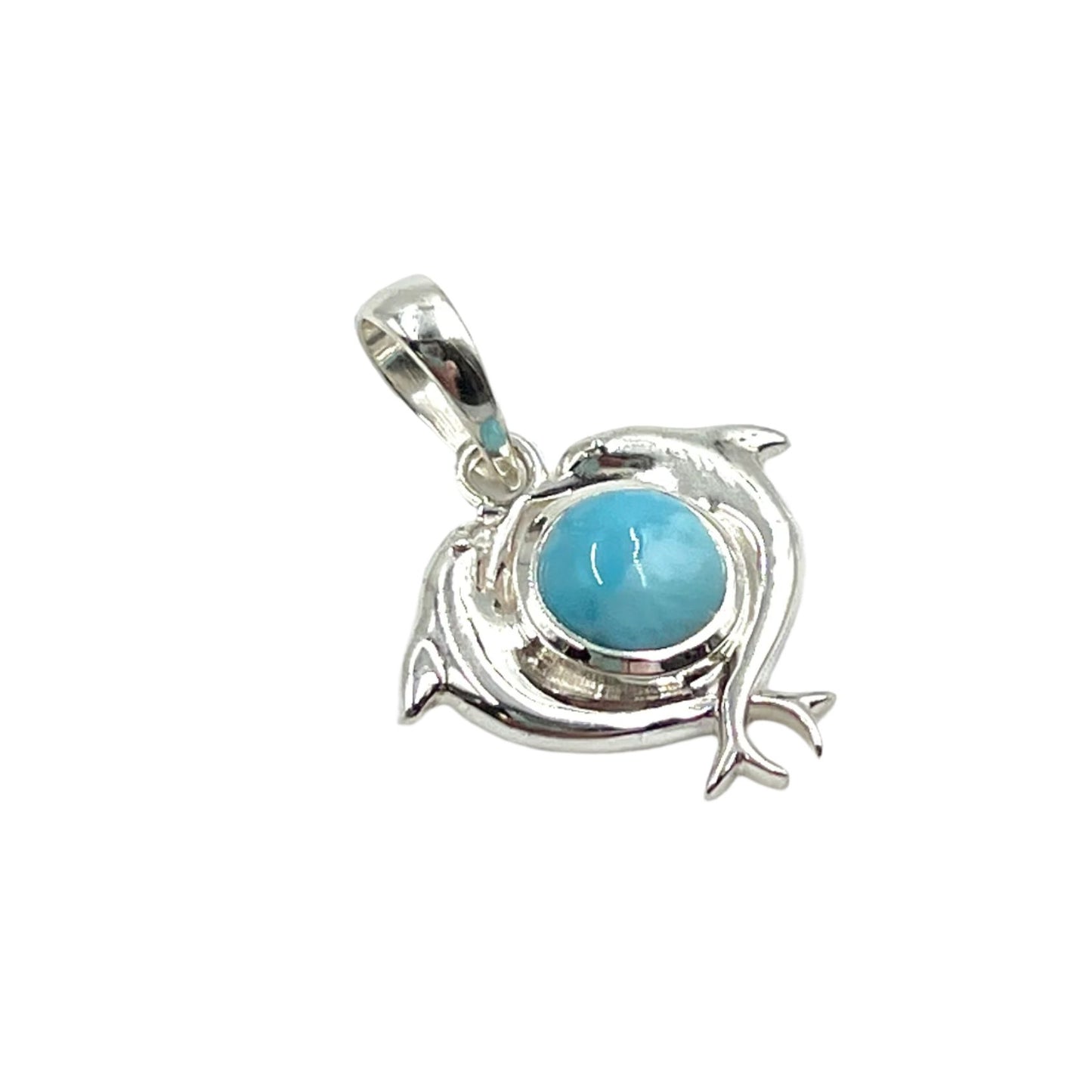 Sterling Silver Dolphin Larimar Pendants