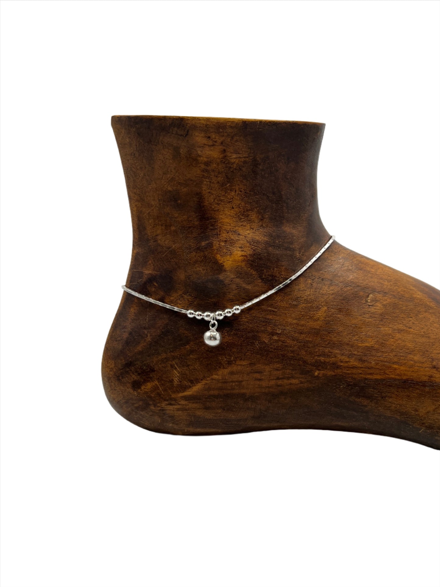 Sterling Silver Thai Round Dangle Anklets