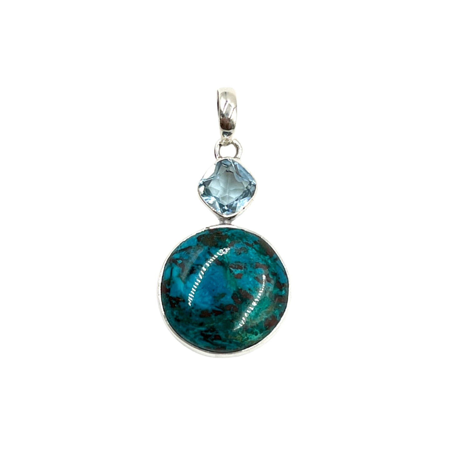Shattuckite & Blue Topaz Pendants