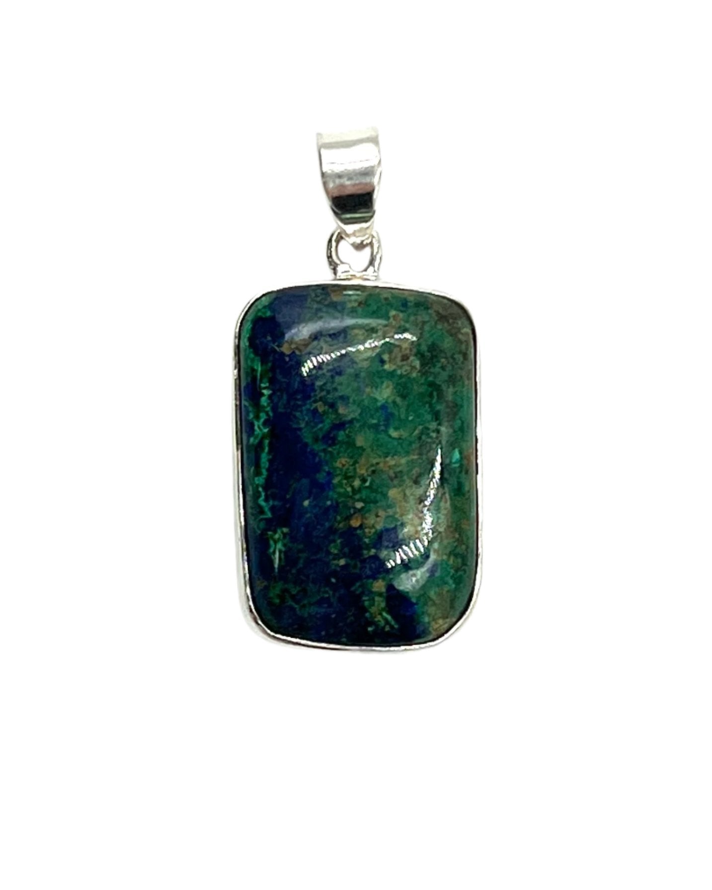 Sterling Silver Azurite Malachite Rectangle Pendants