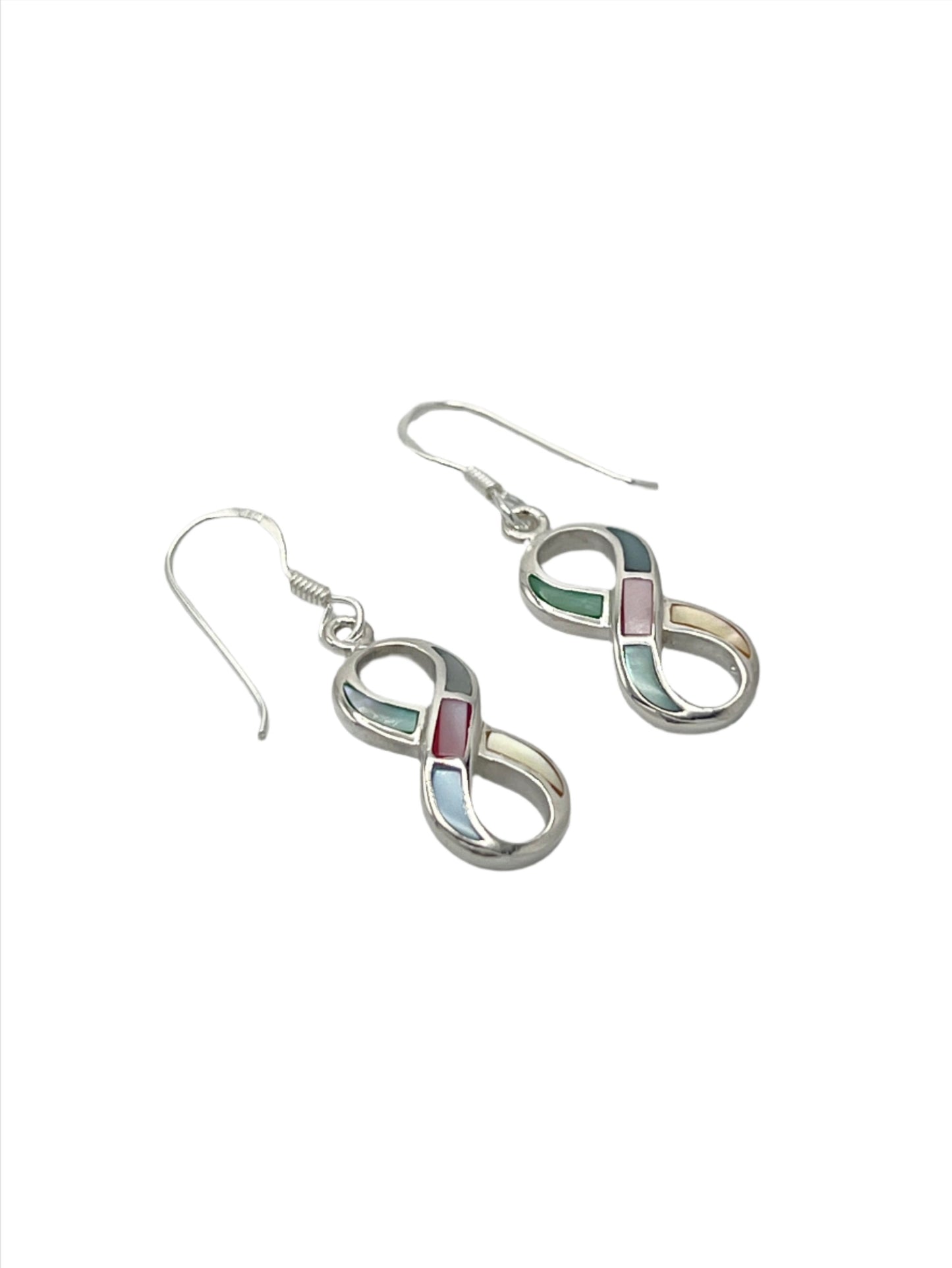 Sterling Silver Shell Infinity Earrings