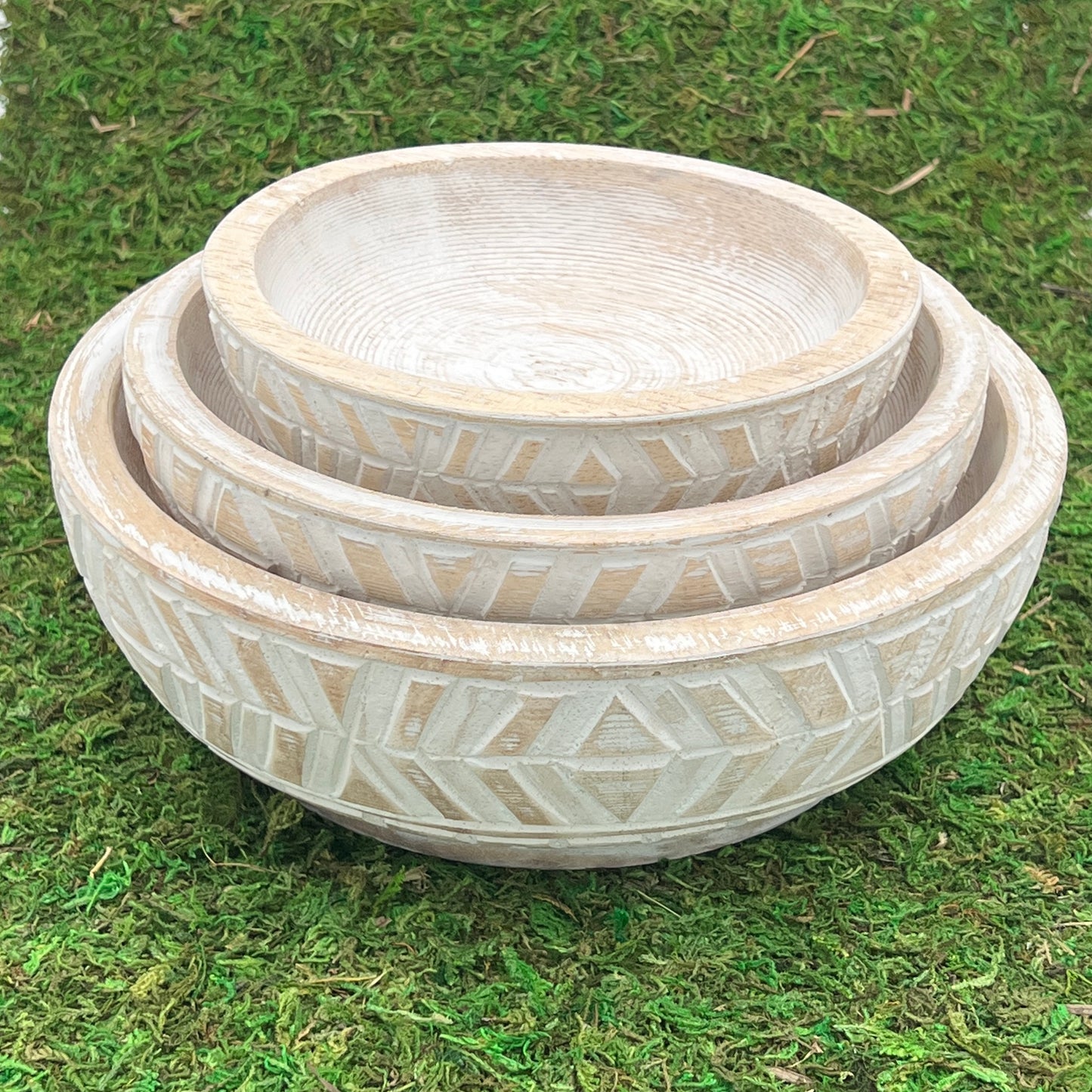 Carved Geometric Bowl