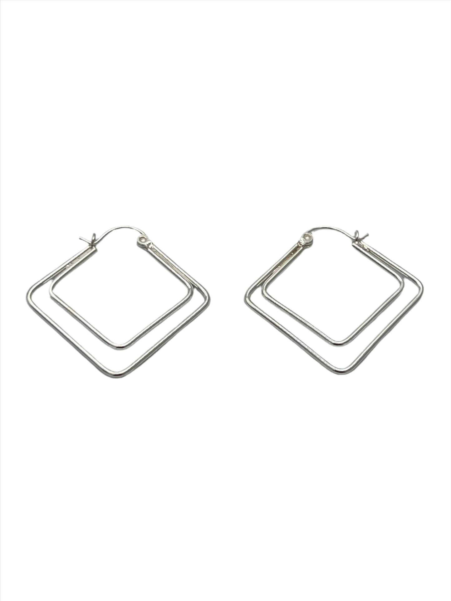 Sterling Silver Square Hoop Earrings
