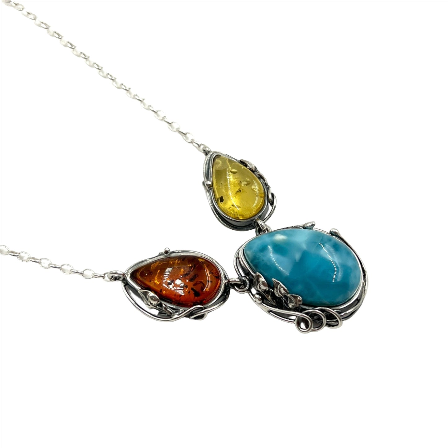 Amber & Larimar Necklace
