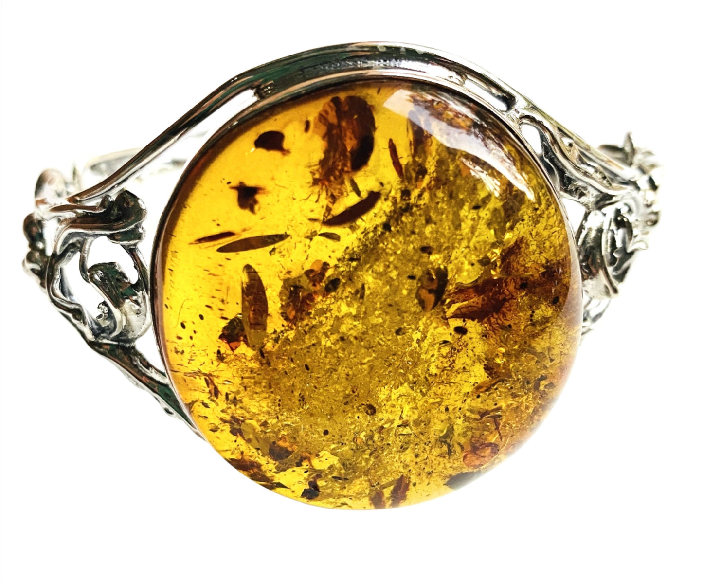 X Large Stone Sterling Silver Amber Bracelets