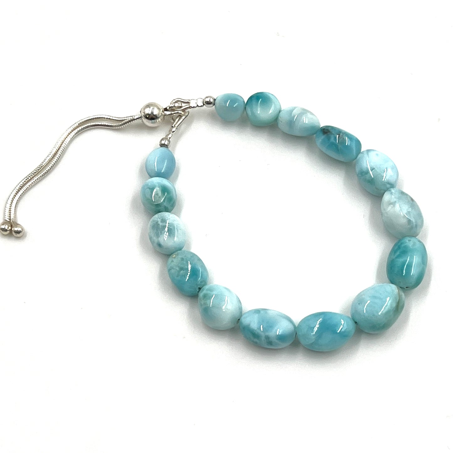 Sterling Silver Beaded Larimar Bracelets