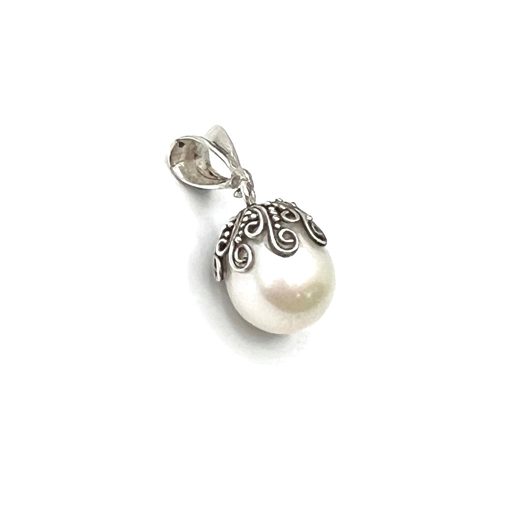 Sterling Silver Drop Pearl Pendants