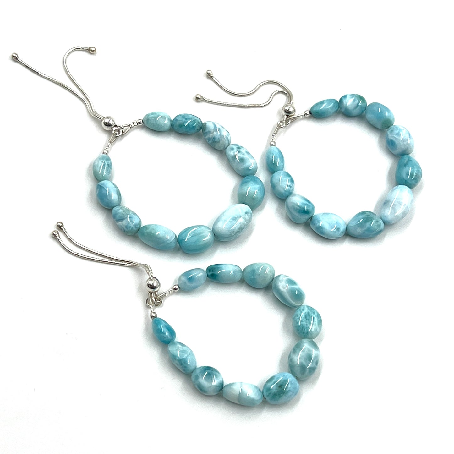 Sterling Silver Beaded Larimar Bracelets