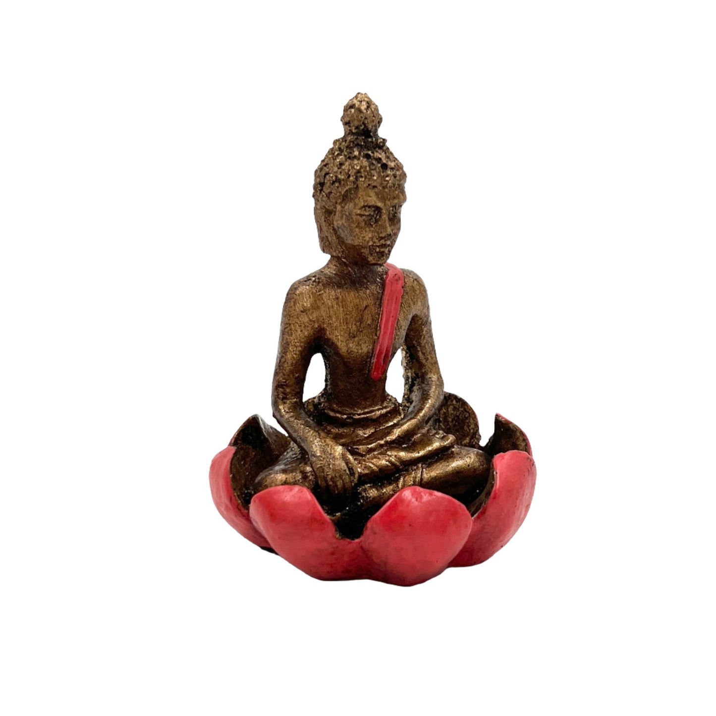 Hand Painted Resin Buddha Incense Burner on Lotus Flower