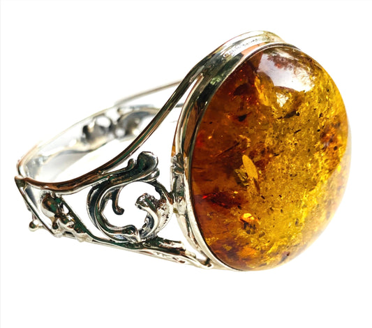 X Large Stone Sterling Silver Amber Bracelets