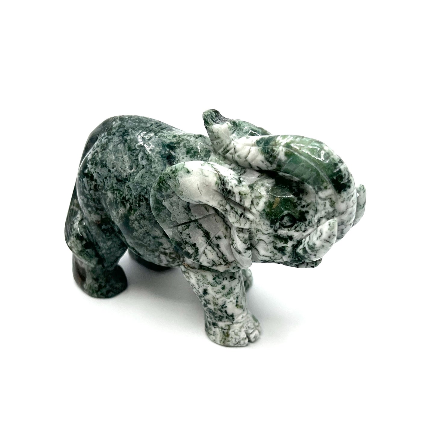 Moss Agate Elephants