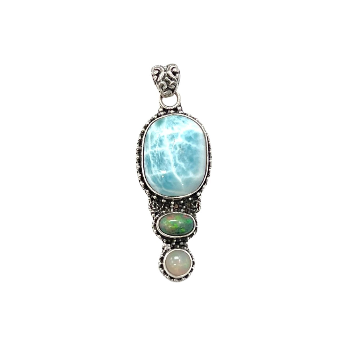 Sterling Silver Larimar & Opal Pendants