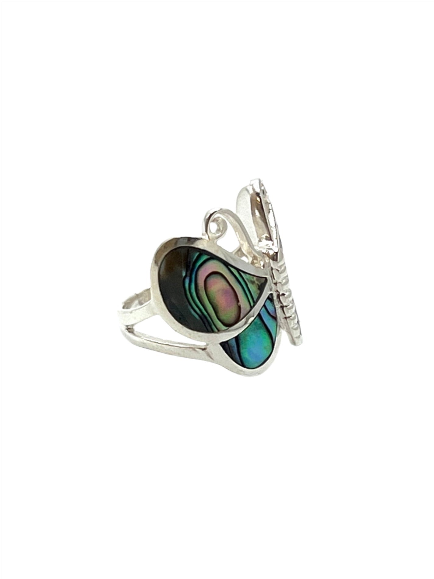 Sterling Silver Abalone Butterfly Ring