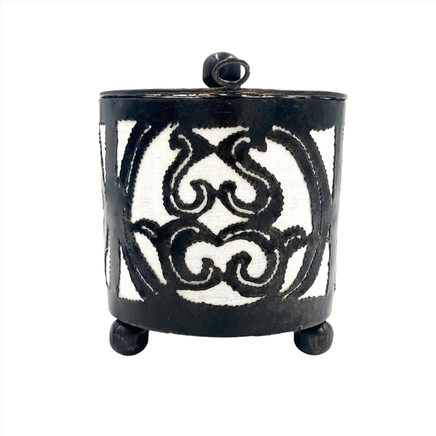 Handcut Swirls Iron Candle Holders w/ Lid