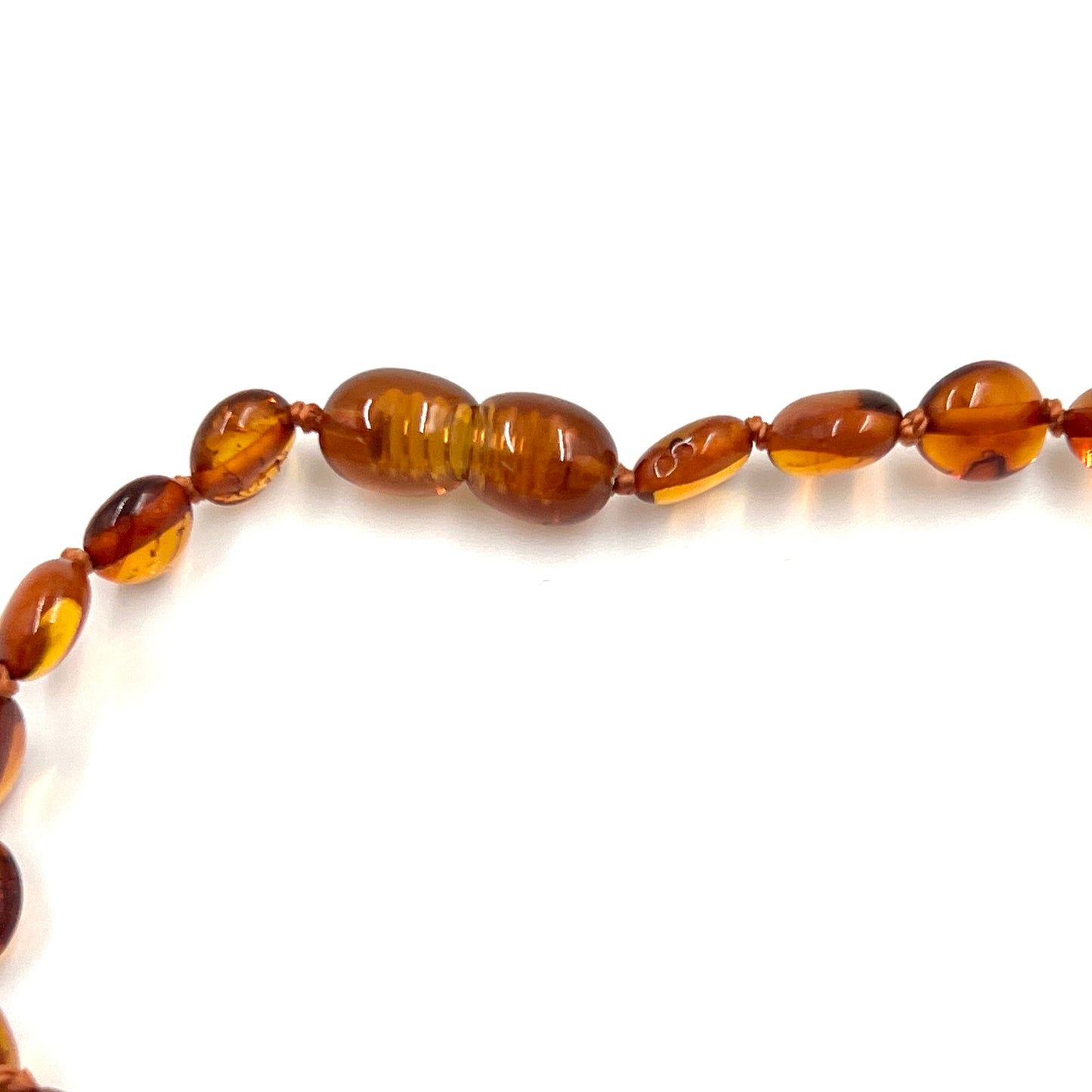 Hand Knotted Amber Baby Teething Necklaces Honey Oval