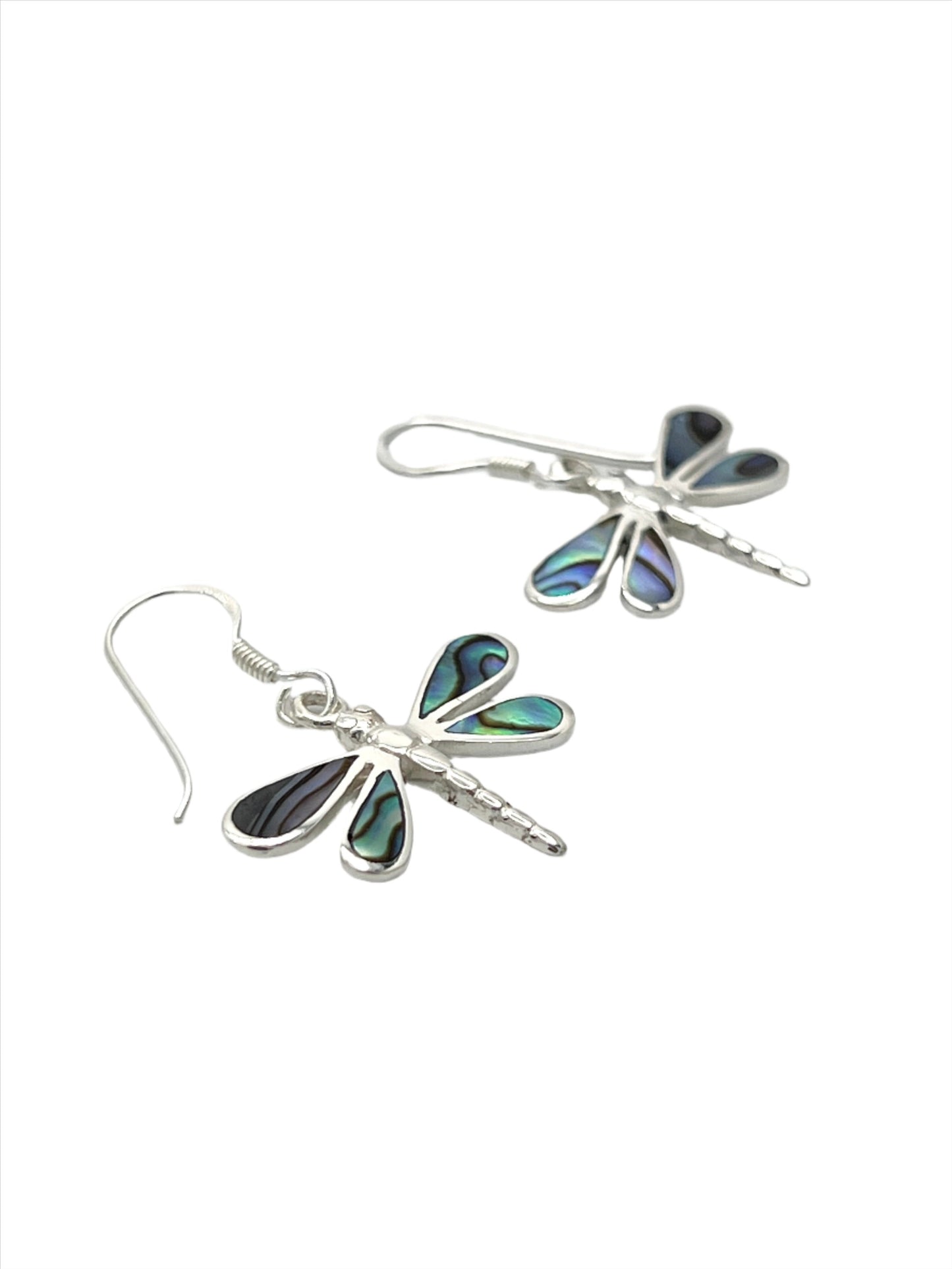 Sterling Silver Shell Dragonfly Earrings