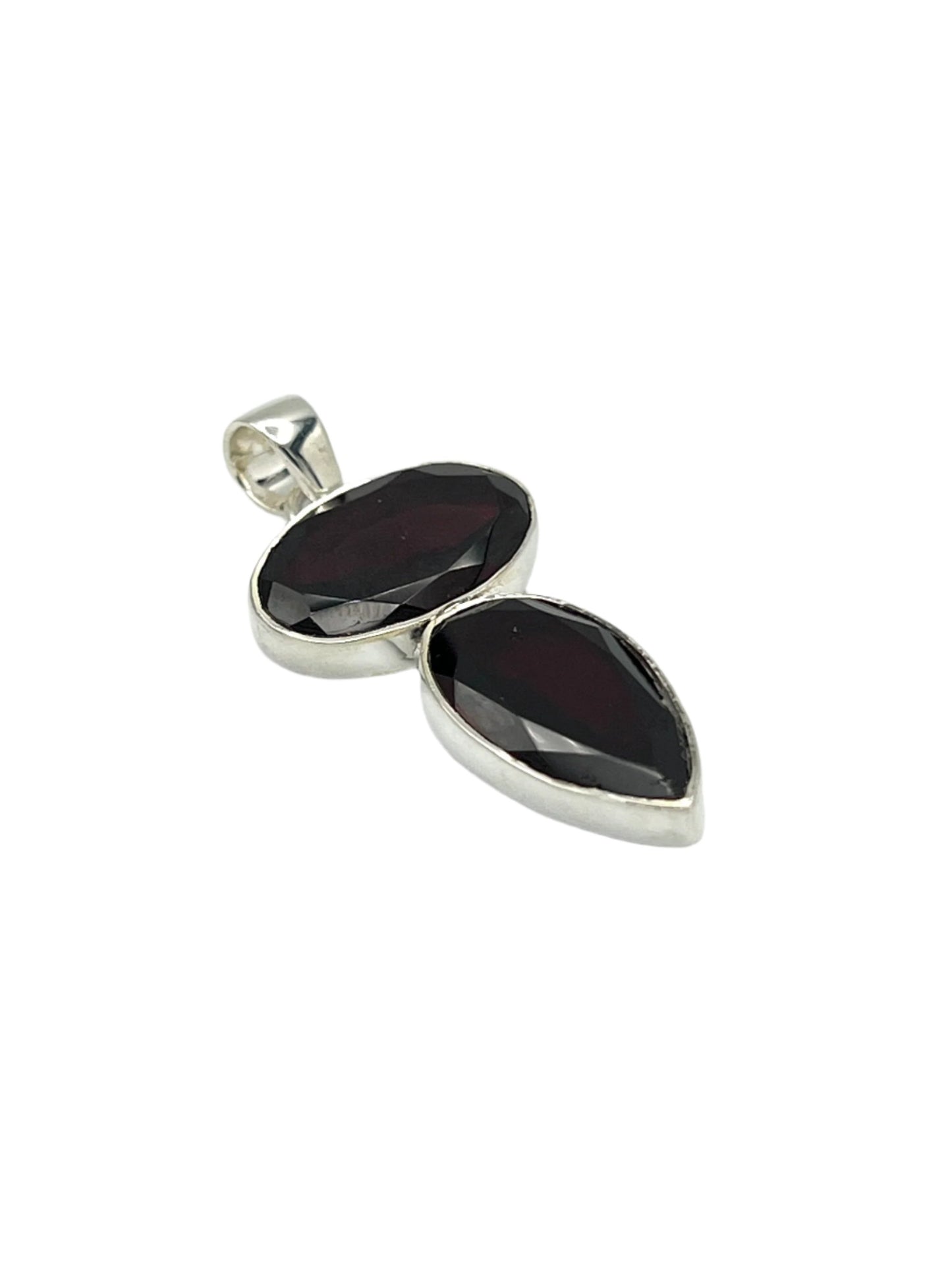 Sterling Silver Garnet Faceted Pendants