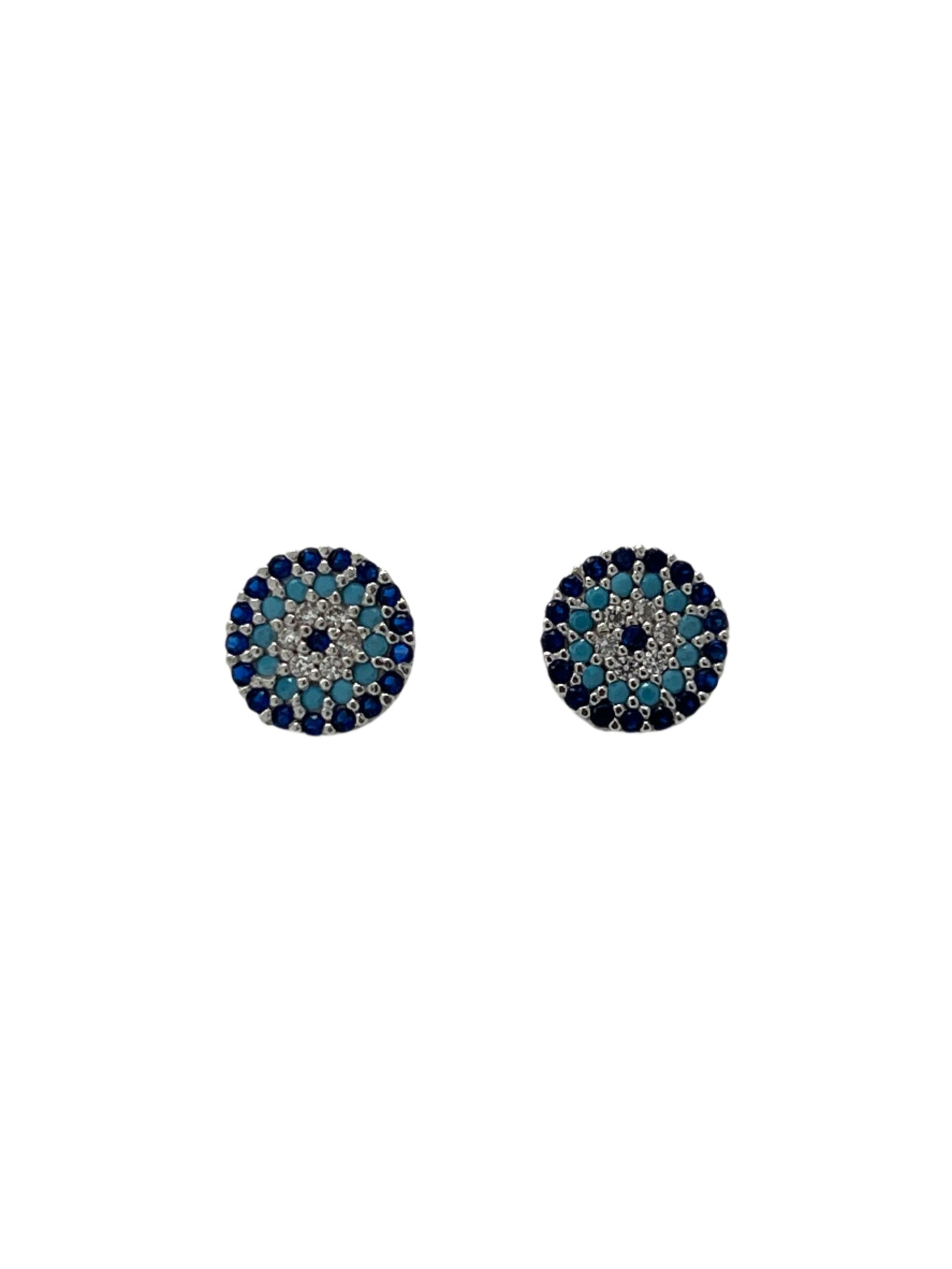 Silver Evil Eye Studs